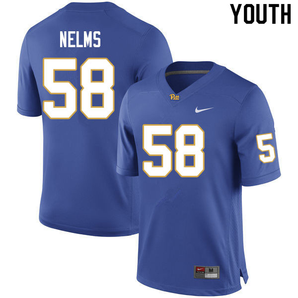 Youth #58 Bryce Nelms Pitt Panthers College Football Jerseys Sale-Royal